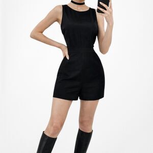Vintage Y2K Black Sleeveless Casual Tank Dress Shorts Romper Size M